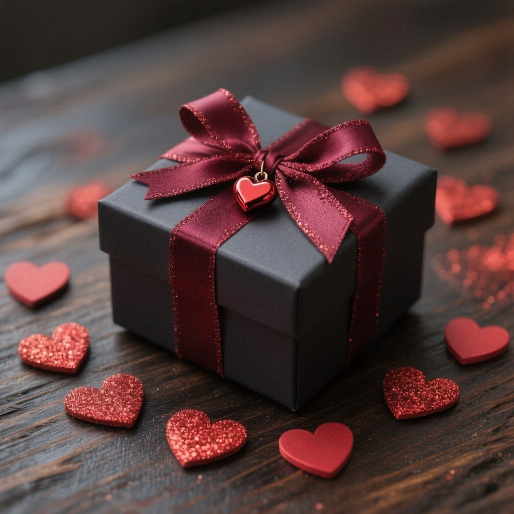 Black & Red Ribbon Gift Box