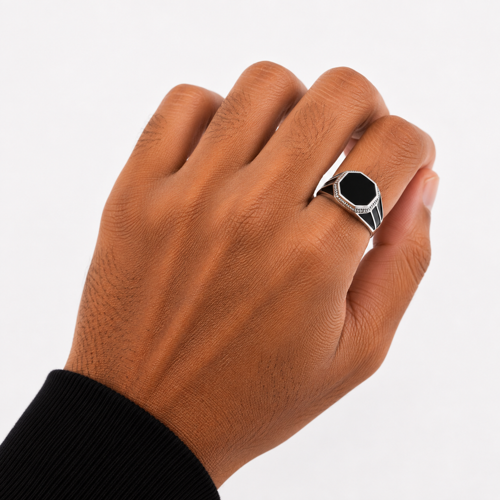 Black Octagon Men’s Signet Ring