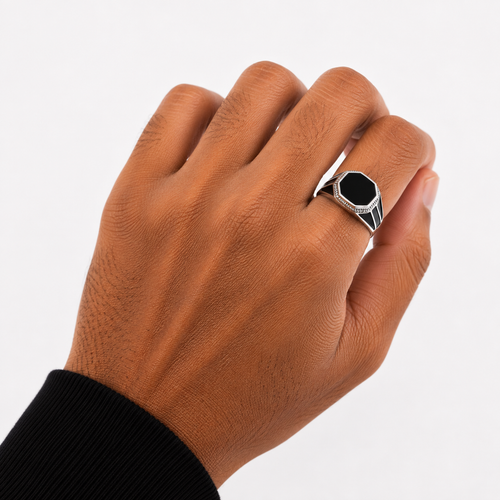 Black Octagon Men’s Signet Ring
