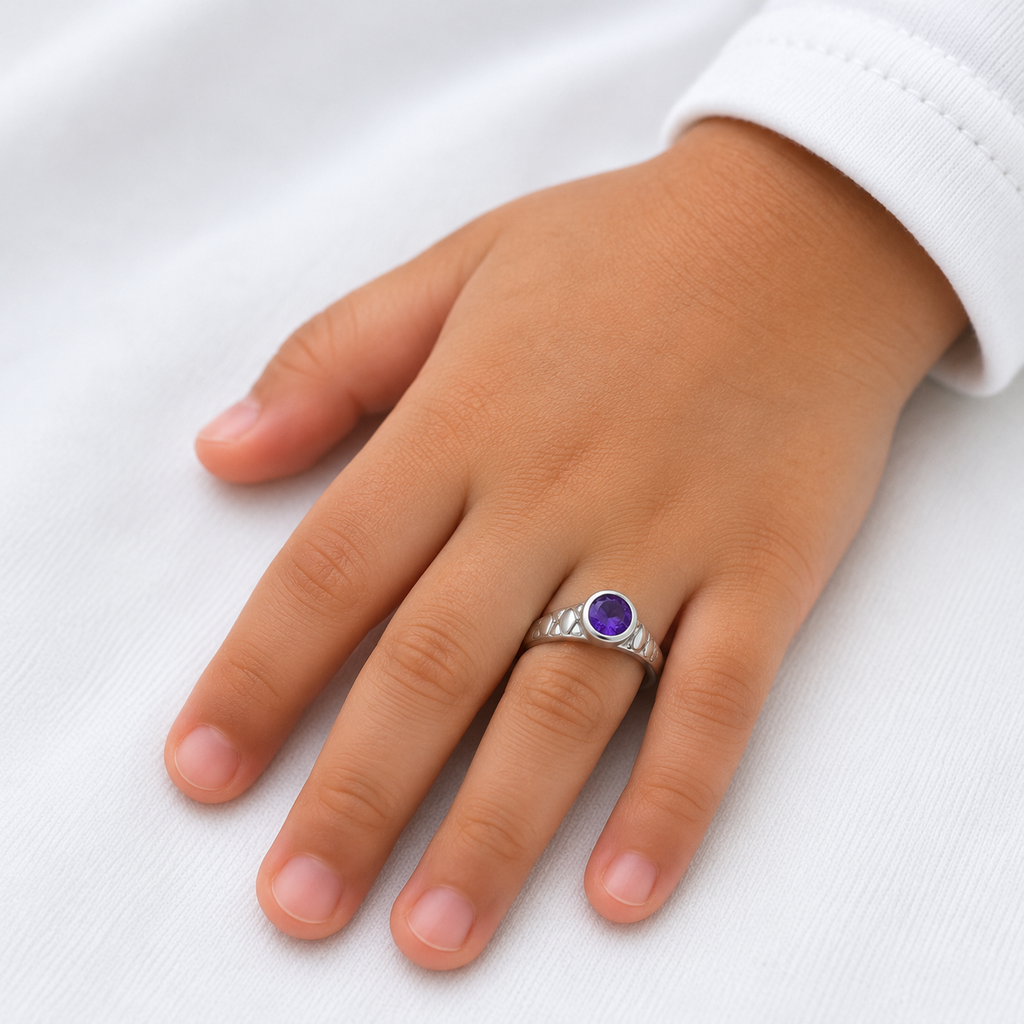 Blue Round Stone Silver Men’s Ring