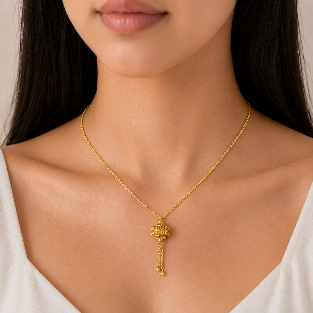 Gold Spiral Tassel Necklace