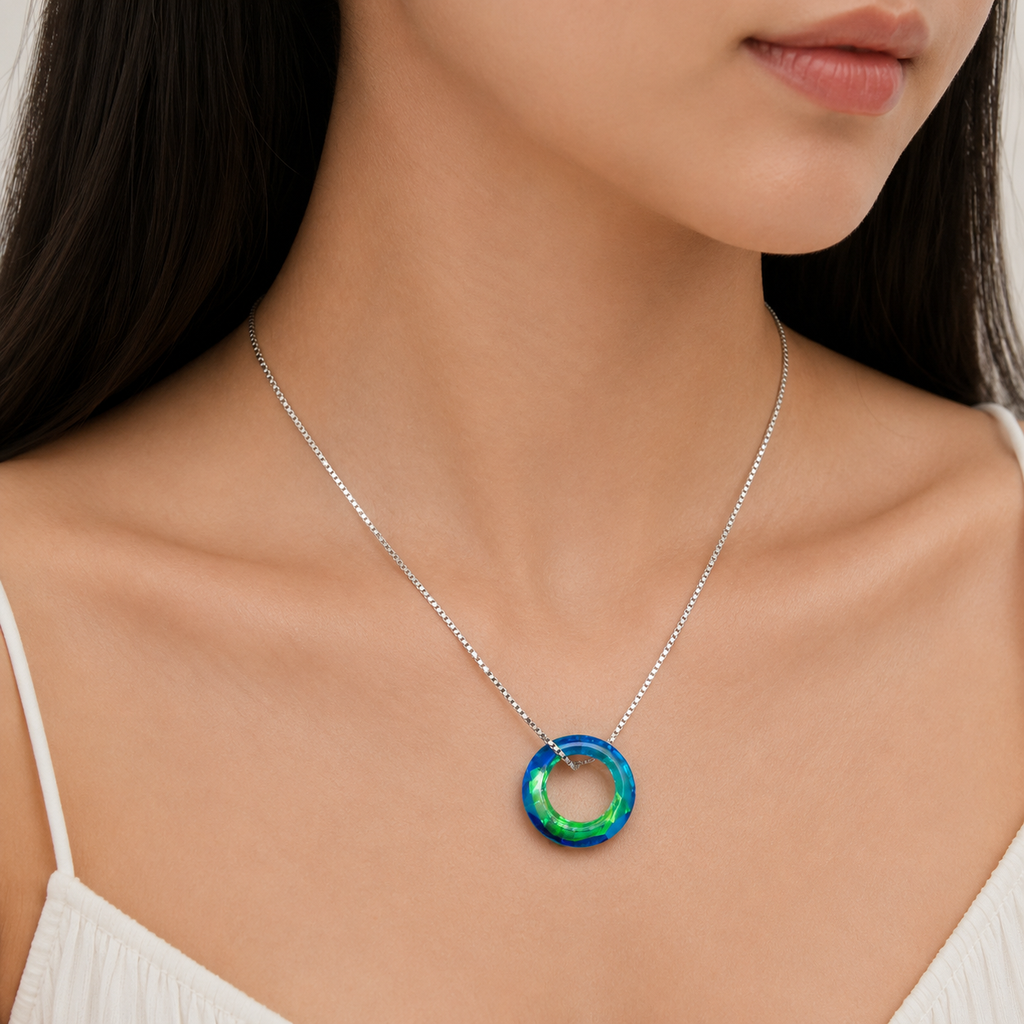 Aurora Crystal Circle Necklace