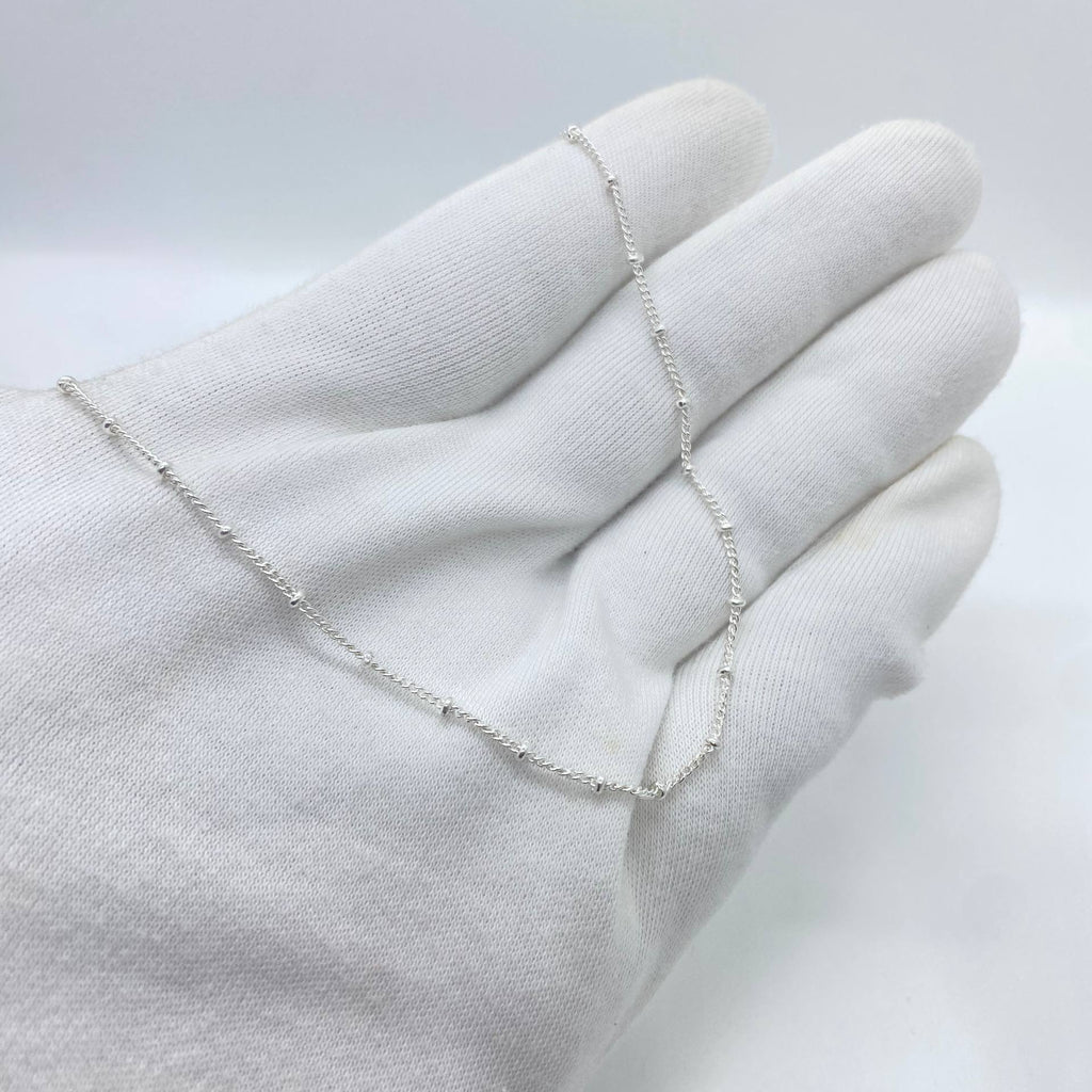 Beaded Twist Silver Chain