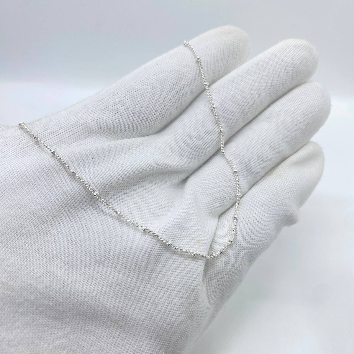 Beaded Twist Silver Chain