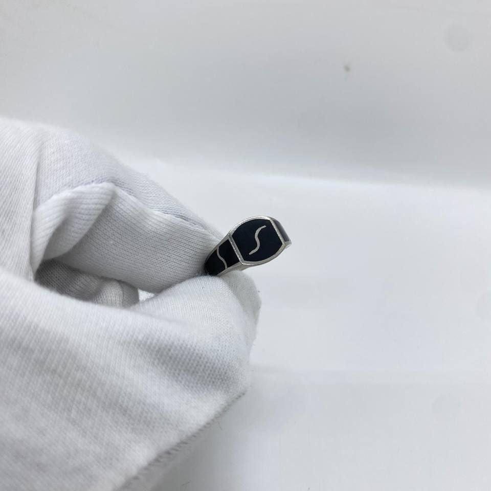 Black Enamel Silver Men’s Ring