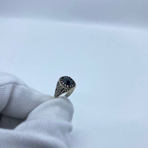 Black Oval Vintage Silver Men’s Ring