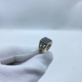 Black Square Geometric Silver Men’s Ring