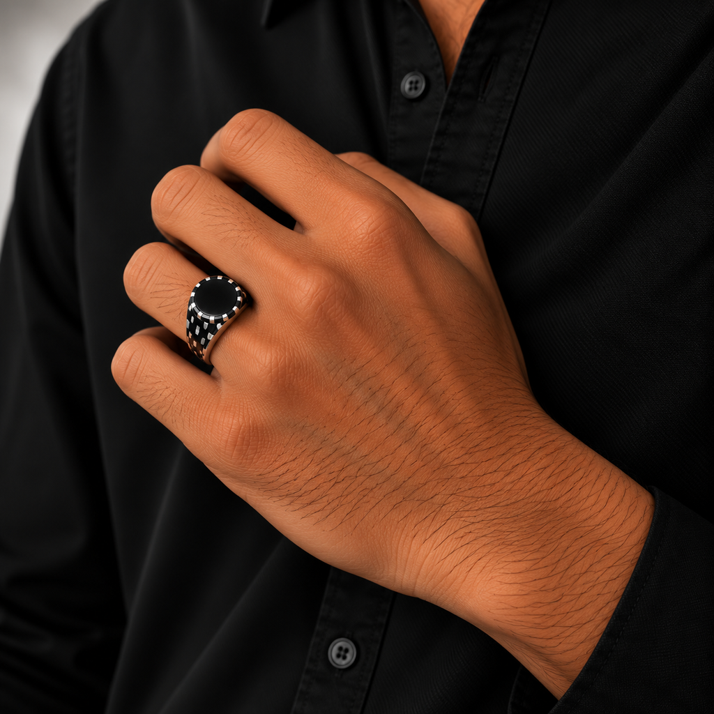 Black Square Signet Silver Men’s Ring