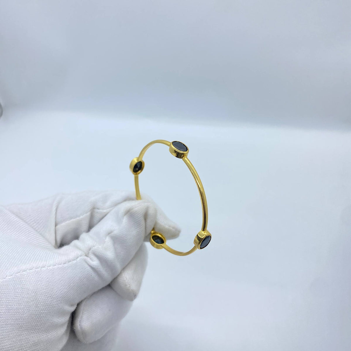 Black Stone Gold Bangle