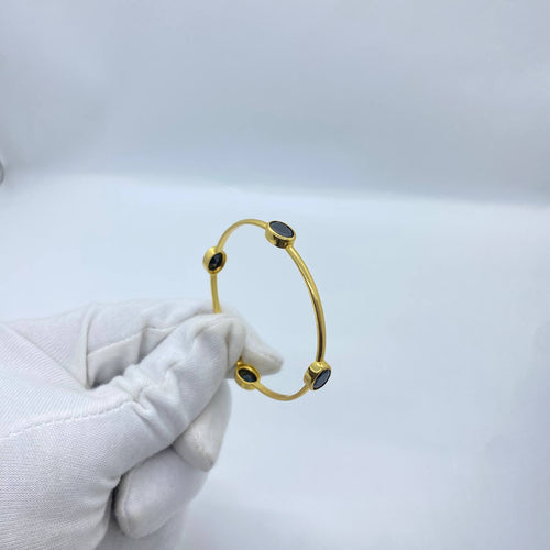 Black Stone Gold Bangle