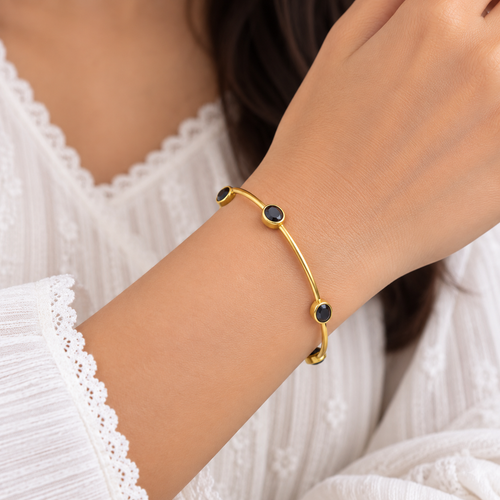 Black Stone Gold Bangle