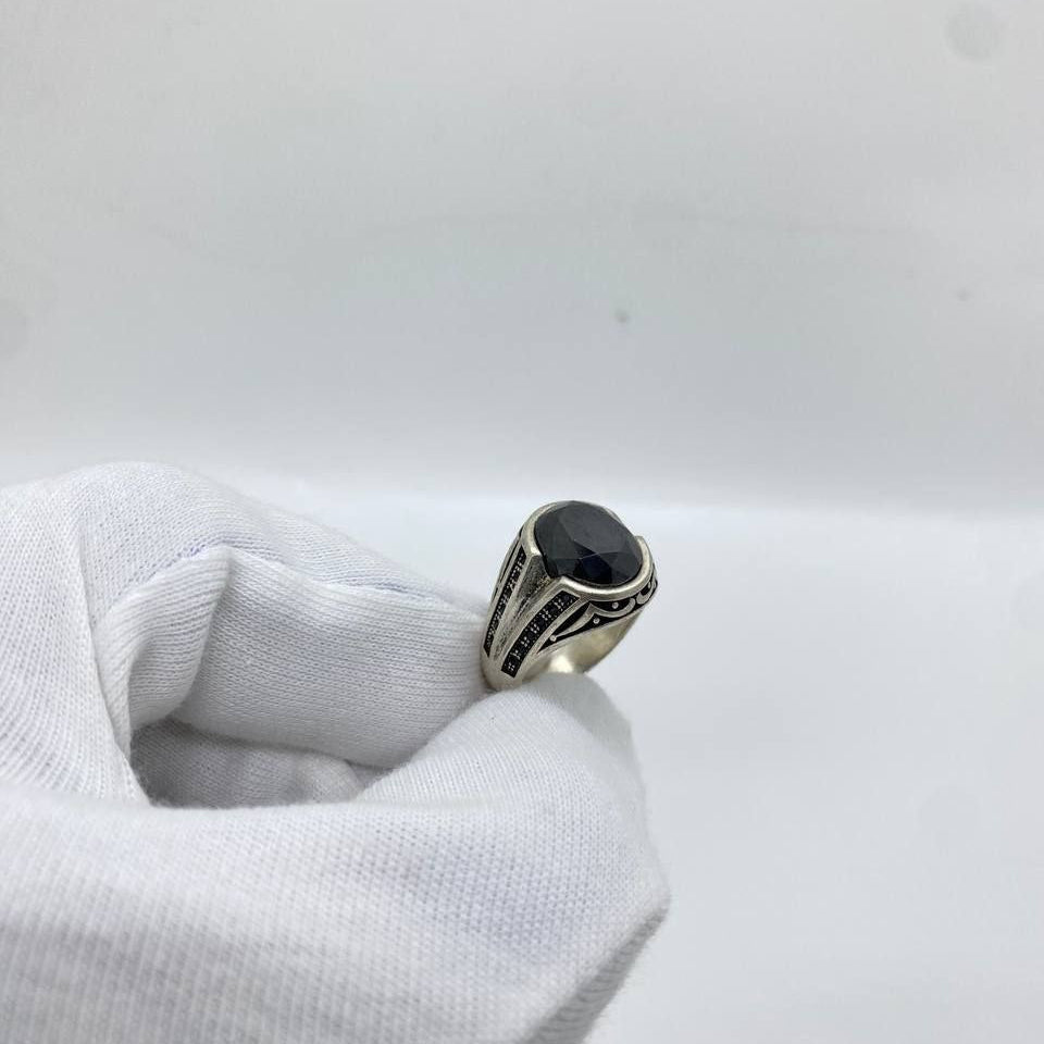 Black Stone Silver Men’s Ring