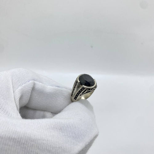 Black Stone Silver Men’s Ring