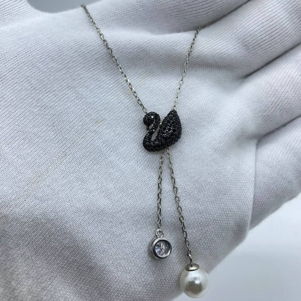 Black Swan Pearl Drop Necklace