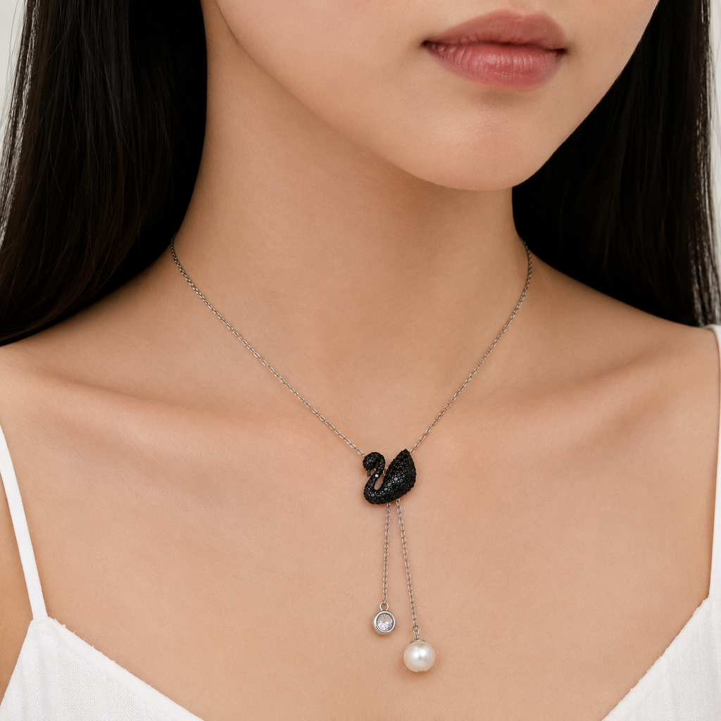 Black Swan Pearl Drop Necklace