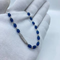 Blue Beaded Crystal Bar Bracelet