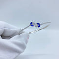 Blue Crystal Floral Silver Bangle