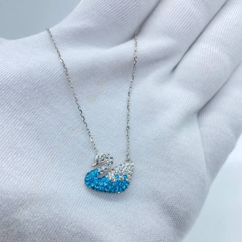 Blue Crystal Swan Necklace