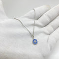 Blue Daisy Necklace on Delicate Silver Chain
