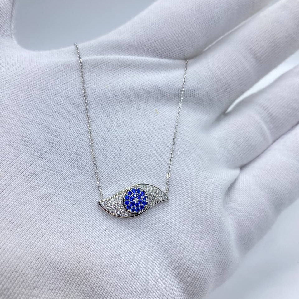 Blue Evil Eye Crystal Necklace