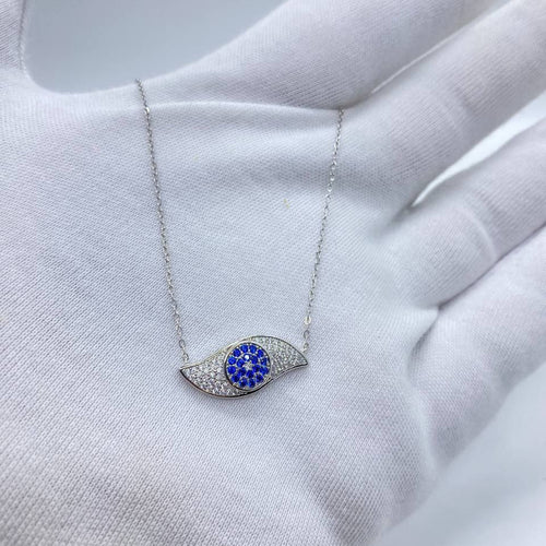 Blue Evil Eye Crystal Necklace