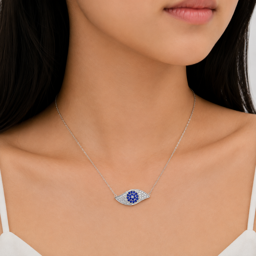 Blue Evil Eye Crystal Necklace