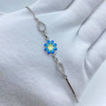 Blue Floral Silver Bracelet