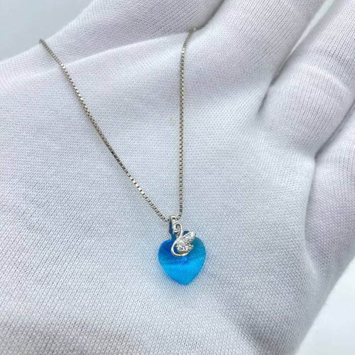 Blue Heart Swan Necklace