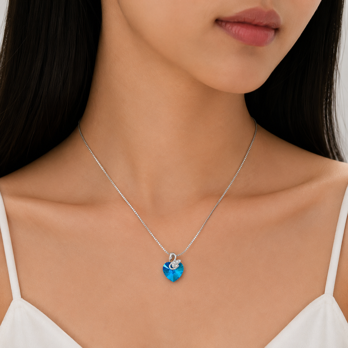 Blue Heart Swan Necklace
