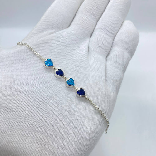 Blue & Navy Heart Link Bracelet