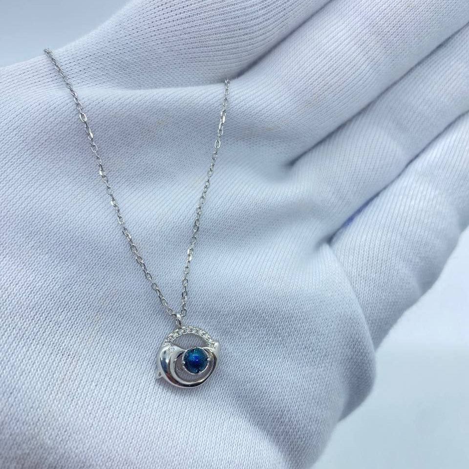 Blue Orb Swirl Necklace