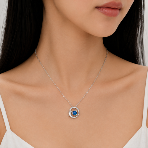 Blue Orb Swirl Necklace