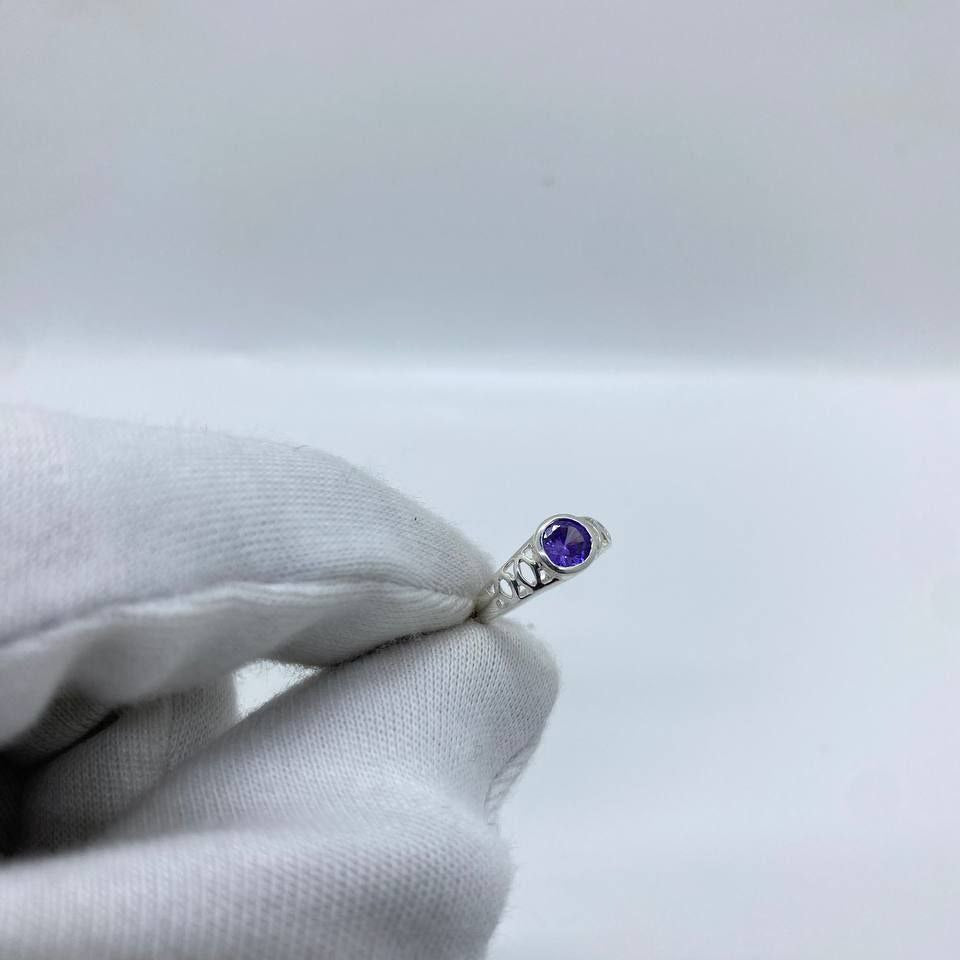 Blue Round Stone Silver Men’s Ring