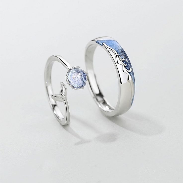 Blue Wave Couple Ring