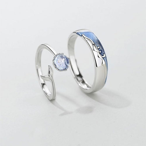 Blue Wave Couple Ring