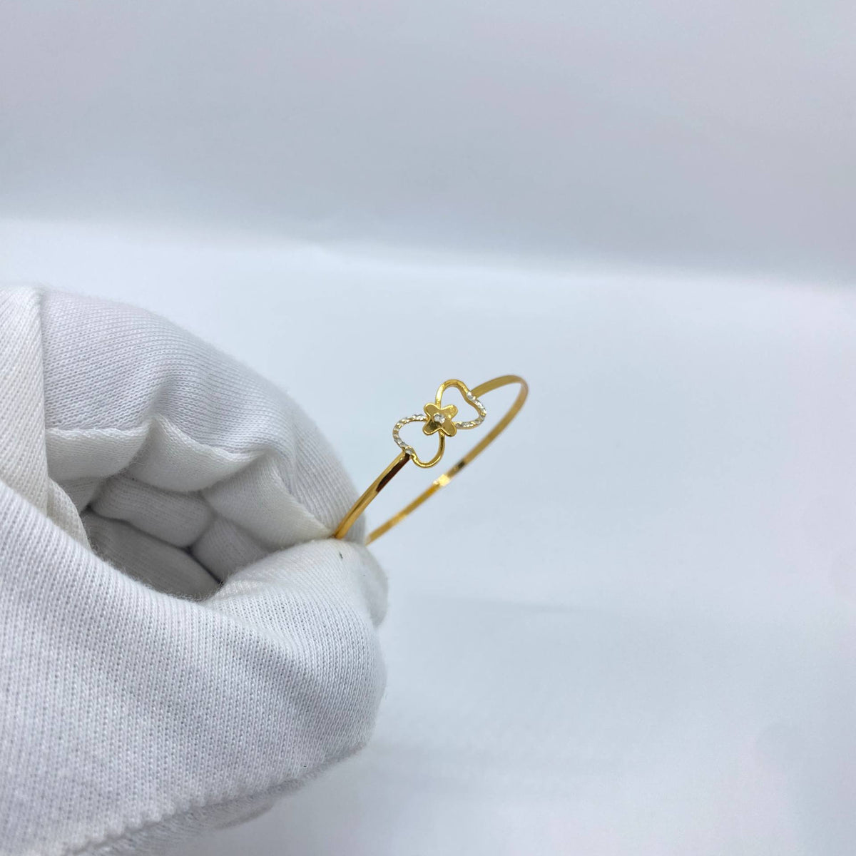 Butterfly Flower Gold Bangle