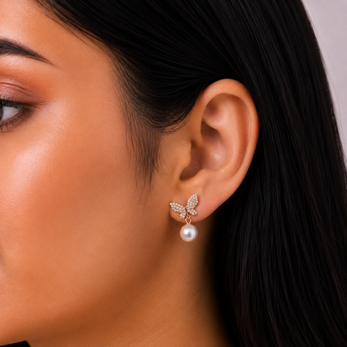 Butterfly Pearl Earring