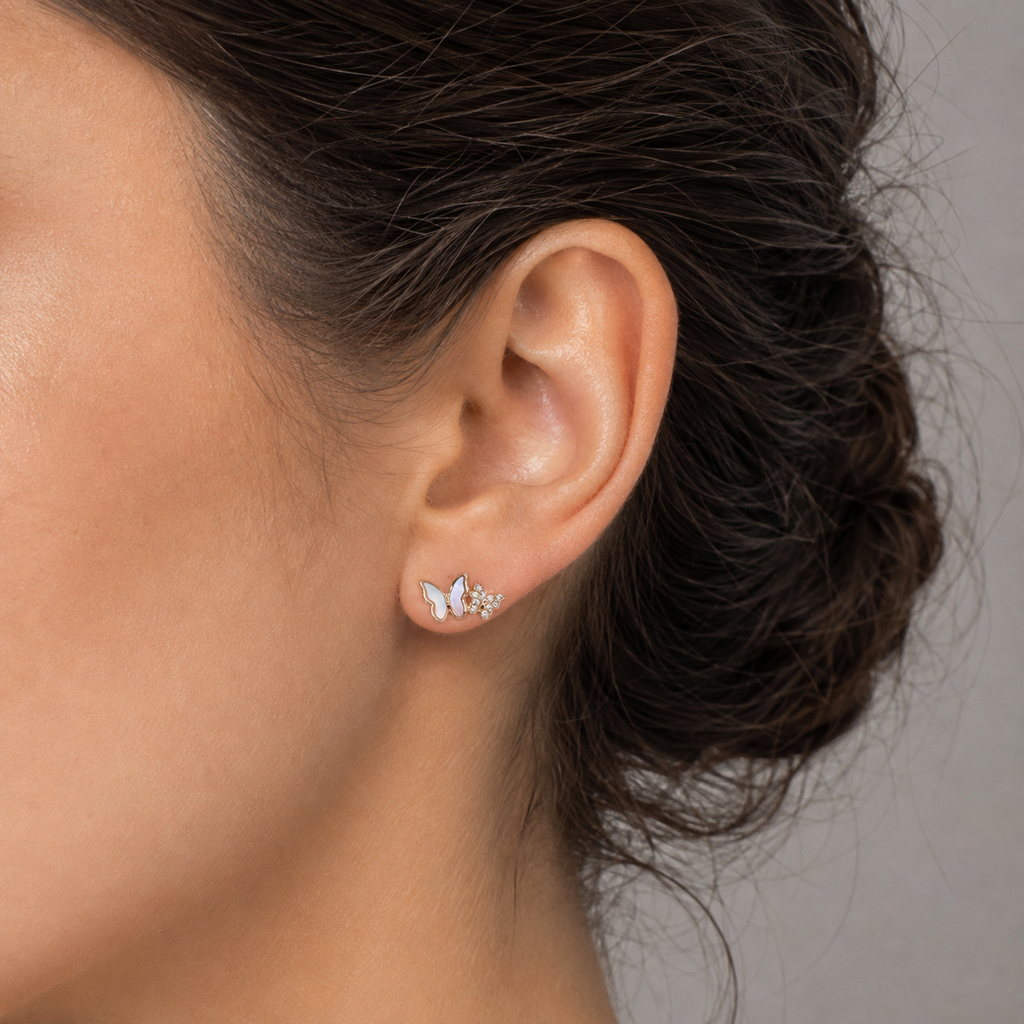 Butterfly Crystal Cluster Stud