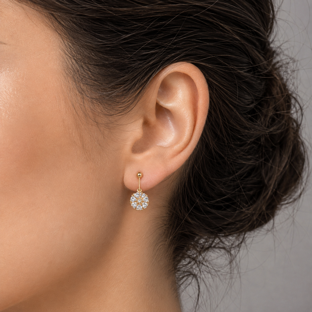 Sparkling silver Floral Earring