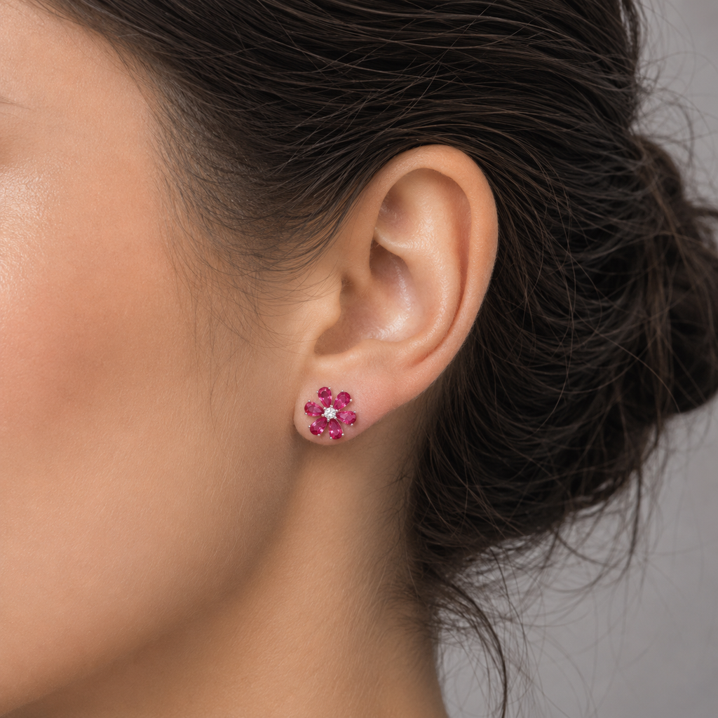 Pink Flower Earring