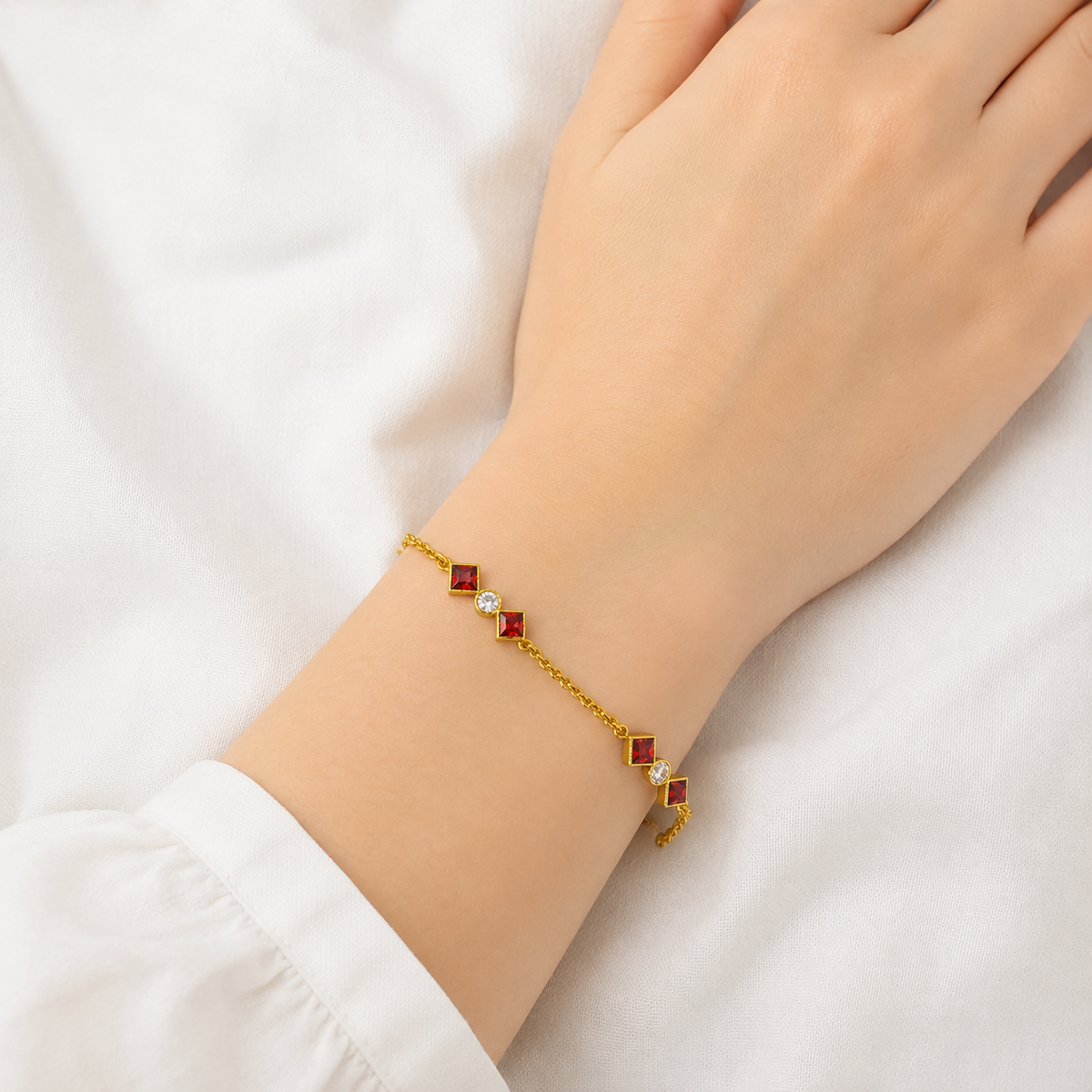 Red and Gold Gemstone Bracelet