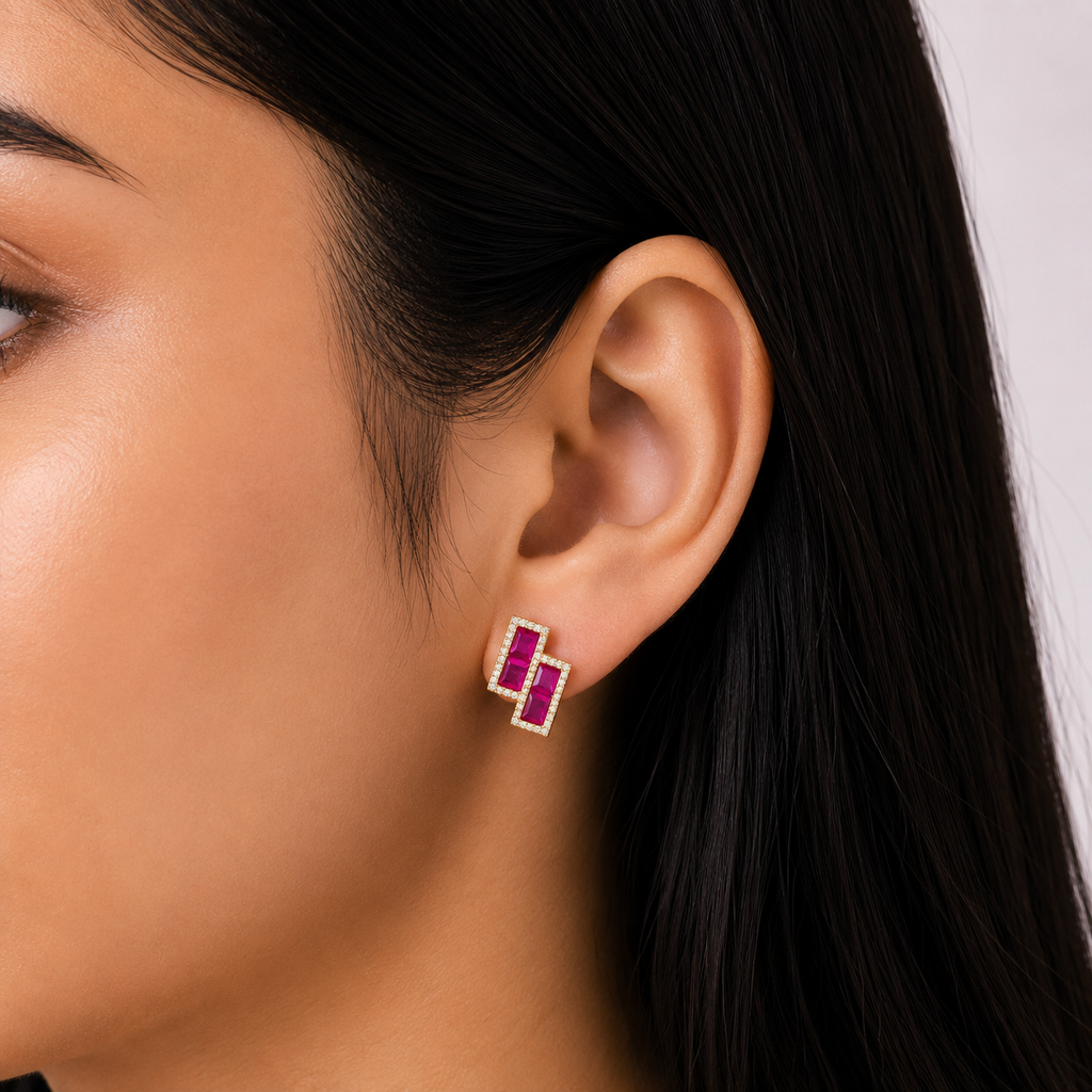 Ruby geometric stud