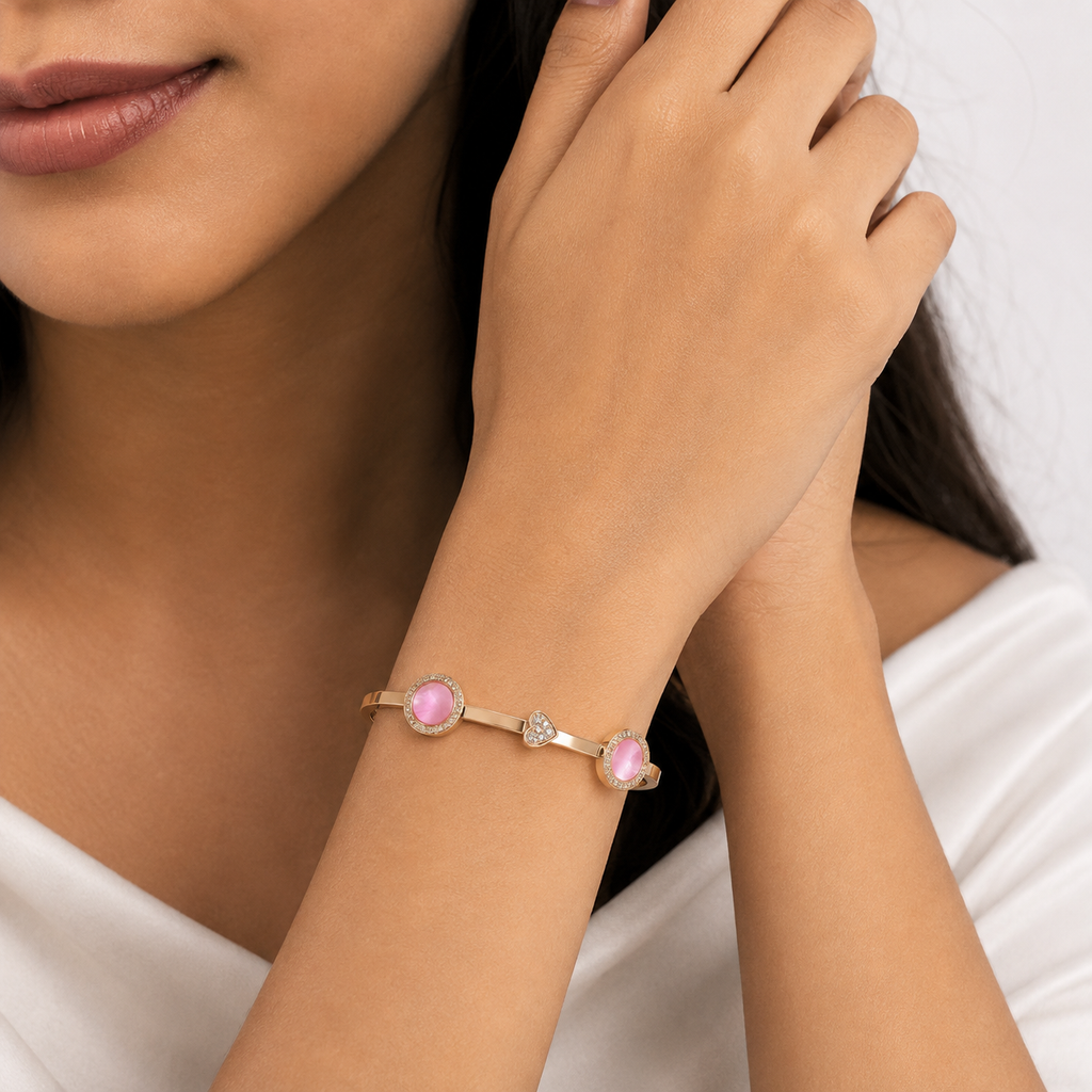 Elegant silver Bracelet with Pink Accents