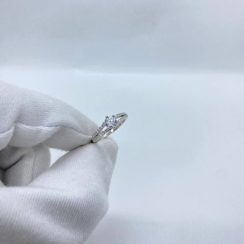 Classic Solitaire Split Band Silver Ring