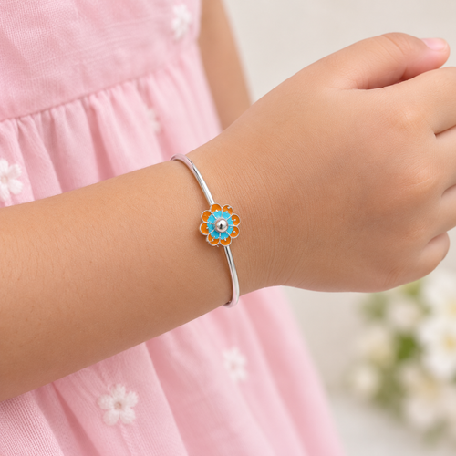 Colorful Daisy Kids Silver Bangle
