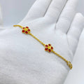 Crimson Blossom Gold Bracelet