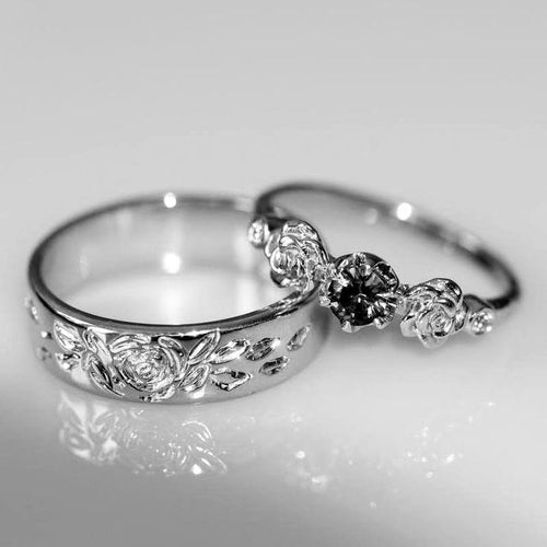 Crystal Blossom Couple Ring