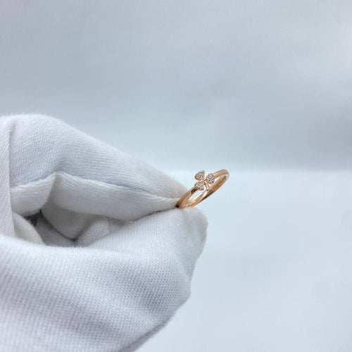 Crystal Butterfly Rose Silver Ring