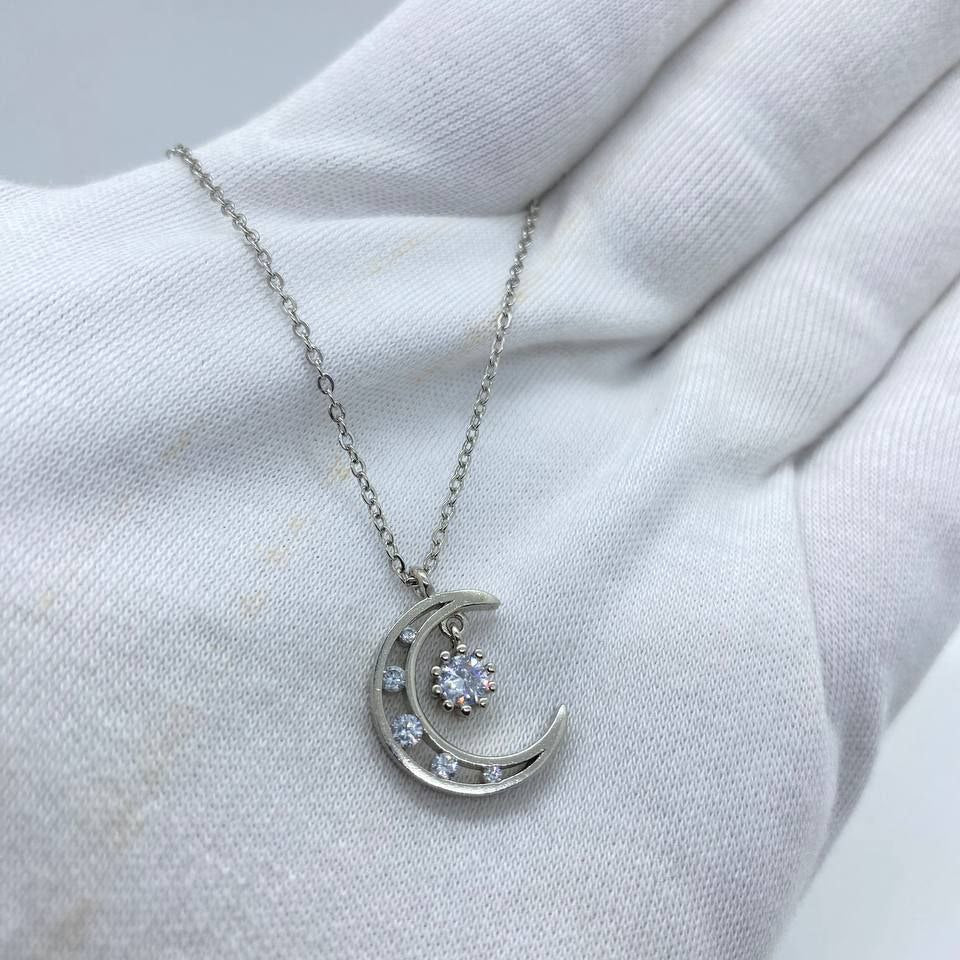 Crystal Crescent Moon Necklace