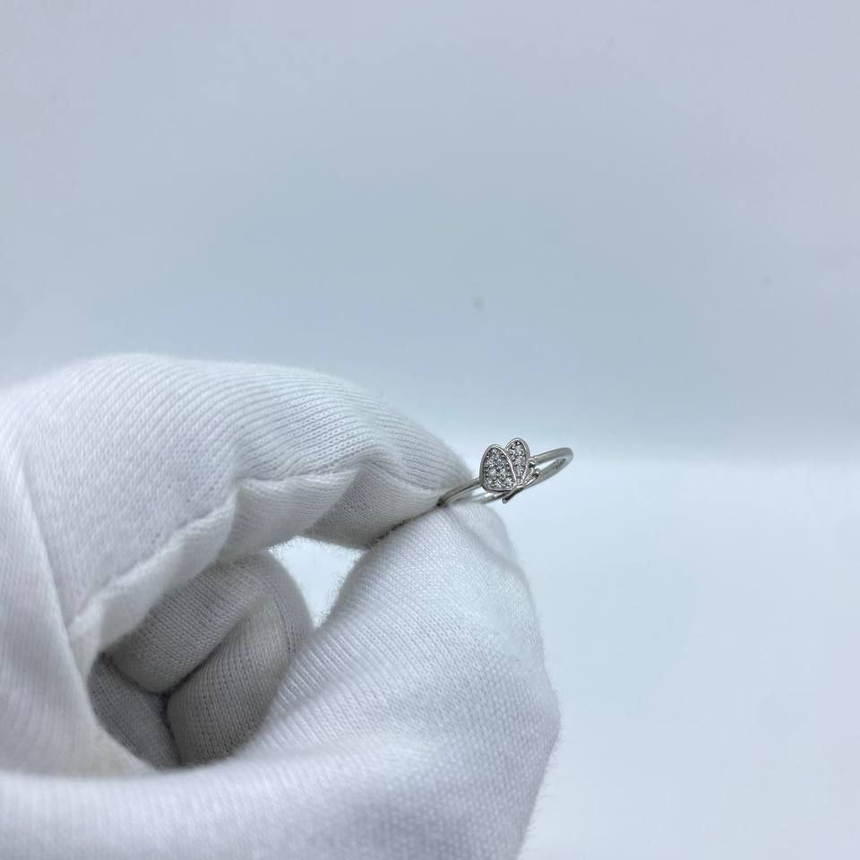 Crystal Double Heart Silver Ring
